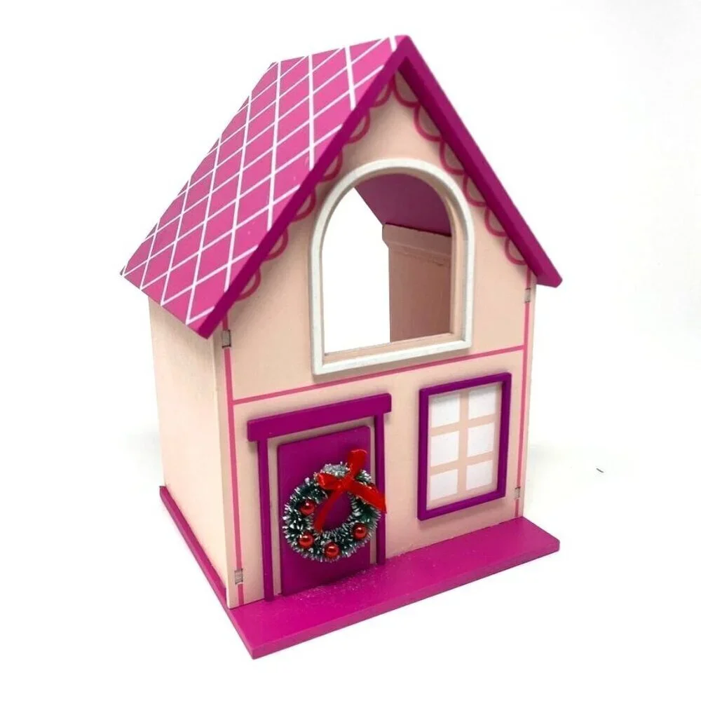Featherly Friends™ Wood House Christmas Figurine Wondershop™ Pink House Only